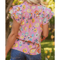 Marlene Pink Flutter Sleeve V Neck Floral Top
