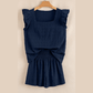 Janna Textured Square Neck Top and Shirred High Waist Shorts Set