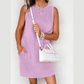 Paris Purple Mineral Wash Tank Mini Dress with Pockets