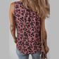 Violetta Leaf Print Lace-up V Neck Crinkled Tank Top