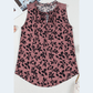 Violetta Leaf Print Lace-up V Neck Crinkled Tank Top
