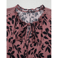 Violetta Leaf Print Lace-up V Neck Crinkled Tank Top