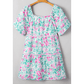 Amberly White Floral Print Ric-rac Trim Square Neck PLUS SIZE Mini Dress