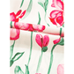 Lally Pink PLUS SIZE Floral Print Striped Trim V Neck Blouse