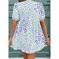 Regan Floral Contrast Purple Bow Puff Sleeve Mini Dress