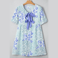 Regan Floral Contrast Purple Bow Puff Sleeve Mini Dress