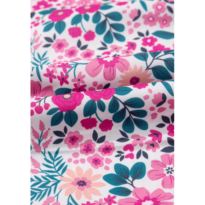 Adara Pink Floral Collared Half Placket Short Sleeve Loose Dress