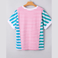 Camden Pink Stripe Mixed Pattern Patchwork Uneven Hem Loose Tee
