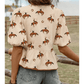 Cowboy Print Puff Sleeve Bowknot Peplum Blouse