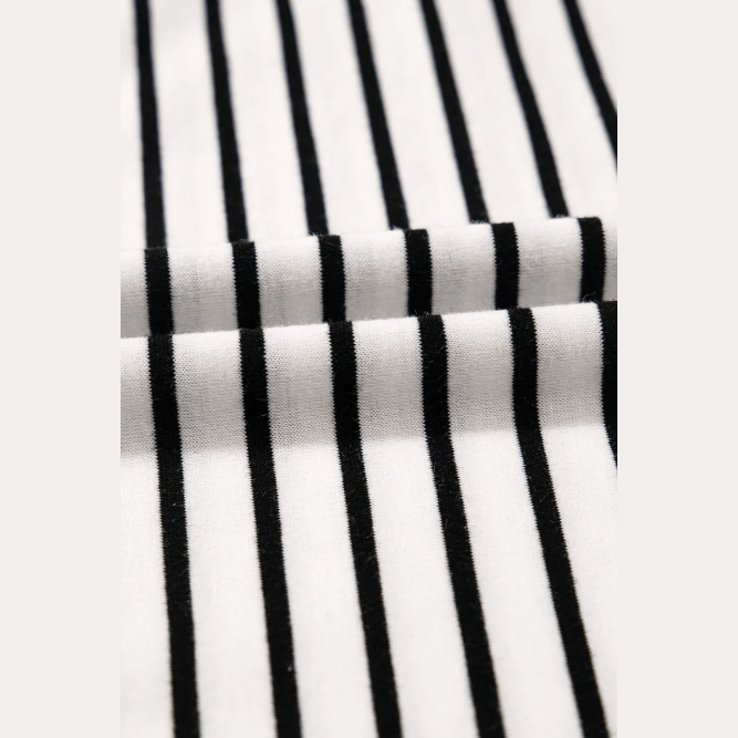 Dakota Black Stripe V Neck Tee and Casual Short Set