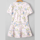 RTS Pink Floral Striped Print Contrast Trim Tie Split Neck Mini Dress
