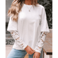 Roselle White Lace Long Sleeve Insert Drop Shoulder Tee