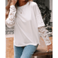 Roselle White Lace Long Sleeve Insert Drop Shoulder Tee