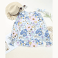 Joelinne White Floral Print Sweet Lantern Long Sleeve Blouse