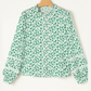 Julee Green Printed Lace Detail Floral Puff Sleeve Fall Shirt