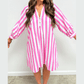 Rowan Stripe Bracelet Sleeve Buttons Loose Mini Dress