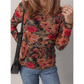 Ruthie Multicolor Floral Print Lettuce Trim Long Sleeve Mesh Top
