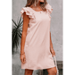 Rosalina Pink Textured Flutter Sleeve Square Neck Bow Back Mini Dress