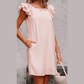 Rosalina Pink Textured Flutter Sleeve Square Neck Bow Back Mini Dress