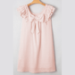 Rosalina Pink Textured Flutter Sleeve Square Neck Bow Back Mini Dress