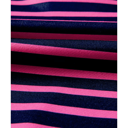 Elva Pink Stripe Color Block V Neck Loose Fit Long Sleeve Top