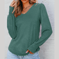 Jaycee Green Shirred Shoulder Frilled Cuffs Long Sleeve Top