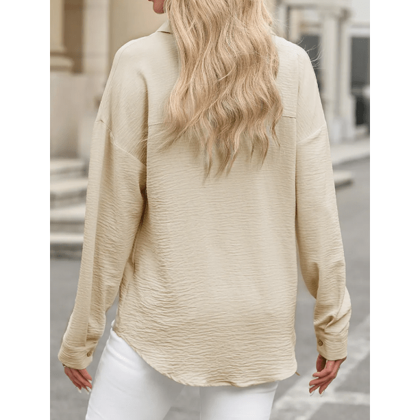 Liv Beige Pure Color Patch Pocket Shirt