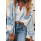 Shalee Sky Blue Leopard Striped Western Casual Shirt