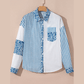 Shalee Sky Blue Leopard Striped Western Casual Shirt