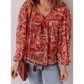 Sammy Jo Multicolour Ethnic Paisley Print Tassel Tie Puff Sleeve Boho Blouse
