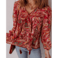 Sammy Jo Multicolour Ethnic Paisley Print Tassel Tie Puff Sleeve Boho Blouse