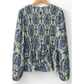 Terrie Sky Blue Boho Printed Balloon Sleeve Smocked Peplum Blouse