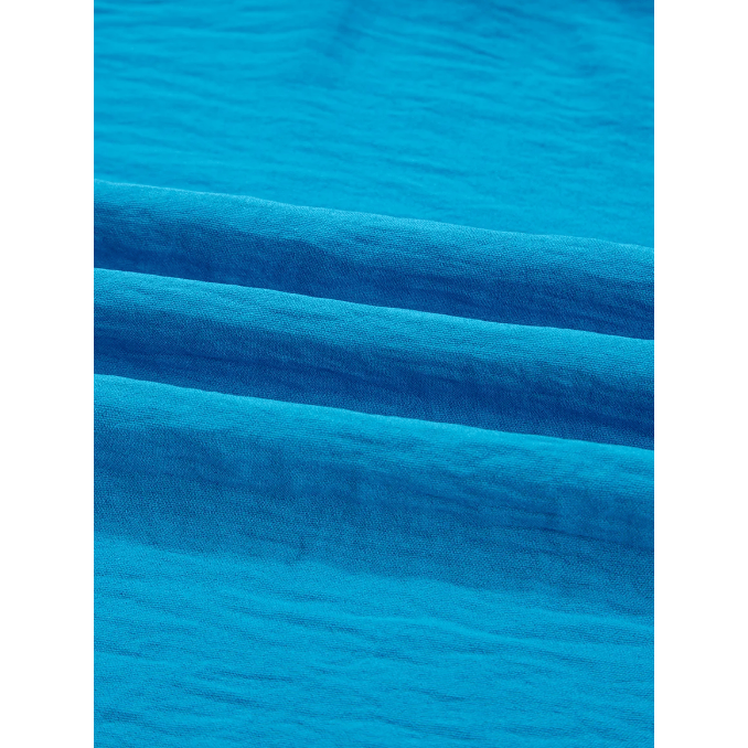 Dezi Blue Frilled V Neckline Bracelet Sleeve Crinkled Blouse