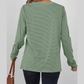 Estelle Green Stripe V Neck Stretchy Long Sleeve Top