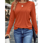 Indy Orange Asymmetric Seam Detail Solid Color Long Sleeve Top