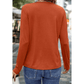 Indy Orange Asymmetric Seam Detail Solid Color Long Sleeve Top