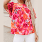 RTS Fiery Red Floral Print Wide Sleeve Blouse