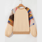Aztec Light French Beige Patchwork Raglan Pullover Sweatshirt