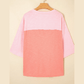 Renee Pink Flower Patched Exposed Seam Bracelet Sleeve Oversized T Shirt