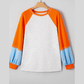 Hattie Light Grey Color Block Raglan Sleeve Contrast Stitching Loose Fit Top