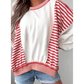Mabry Red Stripe Colorblock Patchwork Contrast Stitching Oversize Sweatshirt