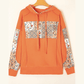 Loryn Mix Floral Patchwork Side Slit Drawstring Hoodie