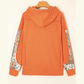 Loryn Mix Floral Patchwork Side Slit Drawstring Hoodie
