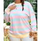 Ashton Sky Blue Stripe Drop Shoulder Crewneck PLUS SIZE Sweatshirt