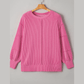 Misty Spiral Ribbed Exposed Seam Detail PLUS SIZE Long Sleeve Top