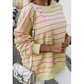 Evelyn Yellow Stripe Overlap Detail Drop Shoulder Pullover Sweatshirt