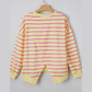 Evelyn Yellow Stripe Overlap Detail Drop Shoulder Pullover Sweatshirt