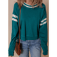 Elliott Green Contrast Striped Patchwork Round Neck Drop Shoulder Sweatshirt