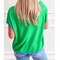 Grayson Green Contrast Trim Round Neck Short Sleeve Loose Knit Sweater
