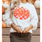 White Terry Halloween Pumpkin Patched Pattern Pullover Sweatshirt